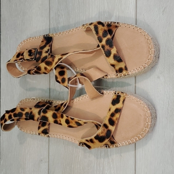 NEW Madewell The Malia Espadrille Leopard Calf Hair Sandals shoes sz 10M - Picture 7 of 16